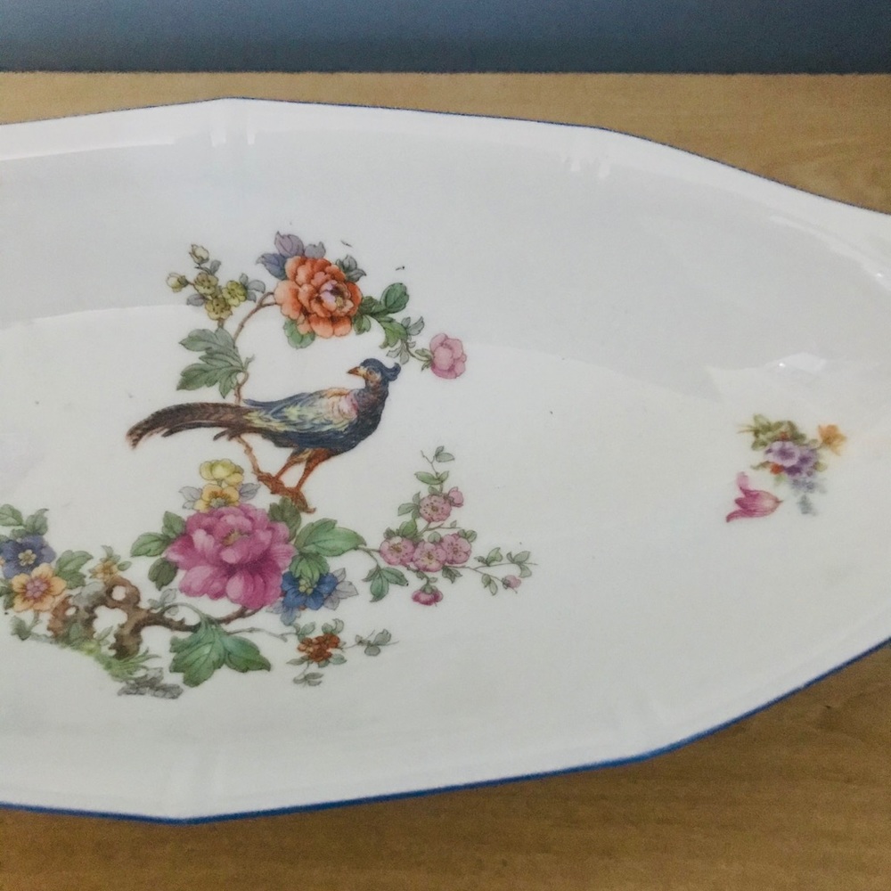 Porcelain Pheasant 12” Serving/Bread Bowl